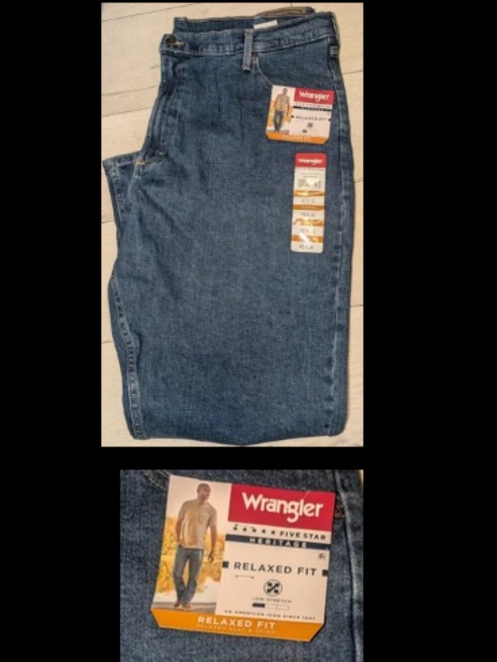 NWT Wrangler Five Star Heritage Relaxed Fit Mens Jeans Size 42 x 30
